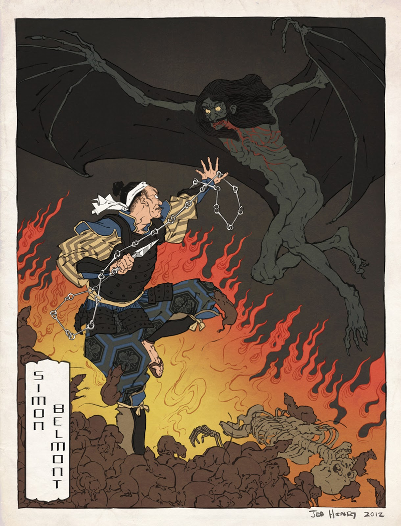 Illustration for article titled Classic video game characters, drawn in the style of Japanese ukiyo-e woodblock art